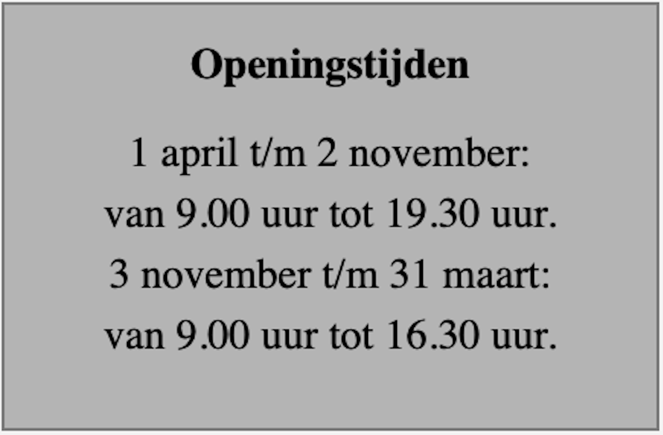 Openingstijden